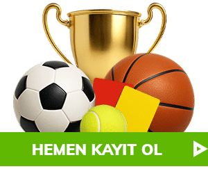 hemen katıl butonu, futbol topları ve kupayla beraber